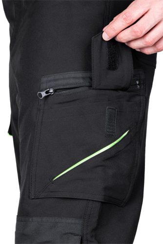 Munkásnadrág, Mix&Match, 4 irányú sztreccs, 230g/m2, fekete-zöld, L