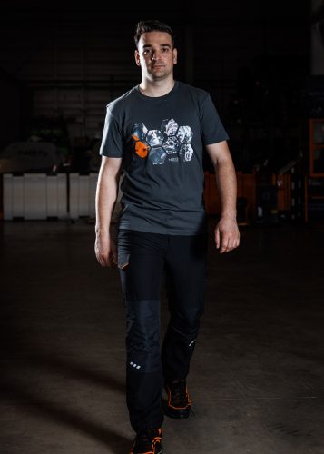 Munkásnadrág, Mix&Match, 4 irányú sztreccs, 230g/m2, fekete-narancs, M