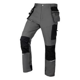   Munkásnadrág, Mix&Match, 4 irányú sztreccs, 230g/m2, külső csavarzsebek, Cordura erősítések, szürke-fekete, XL