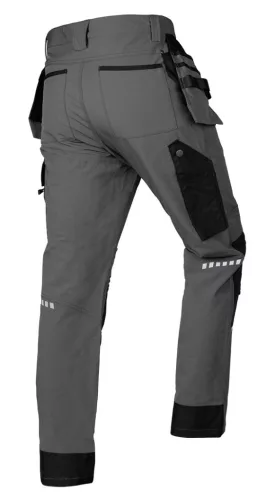Munkásnadrág, Mix&Match, 4 irányú sztreccs, 230g/m2, külső csavarzsebek, Cordura erősítések, szürke-fekete, XS