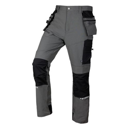 Munkásnadrág, Mix&Match, 4 irányú sztreccs, 230g/m2, külső csavarzsebek, Cordura erősítések, szürke-fekete, XXXL