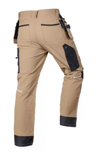Munkásnadrág, Mix&Match, 4 irányú sztreccs, 230g/m2, külső csavarzsebek, Cordura erősítések, bézs-fekete, S