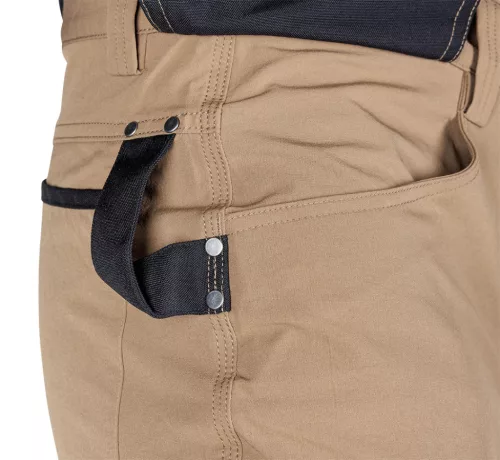 Munkásnadrág, Mix&Match, 4 irányú sztreccs, 230g/m2, külső csavarzsebek, Cordura erősítések, bézs-fekete, XXL