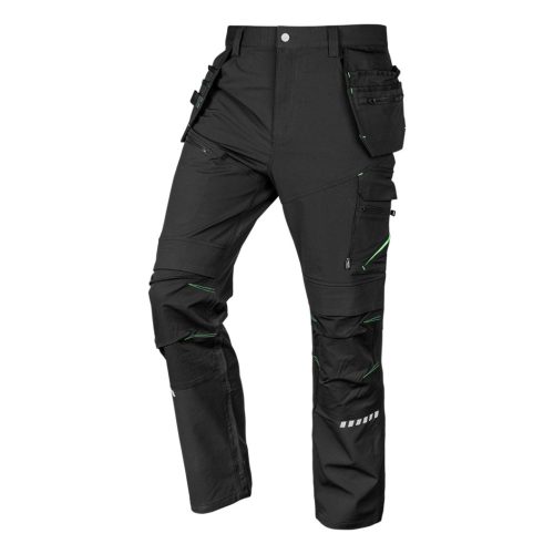 Munkásnadrág, Mix&Match, 4 irányú sztreccs, 230g/m2, külső csavarzsebekkel, Cordura megerősítésekkel, fekete, XXL
