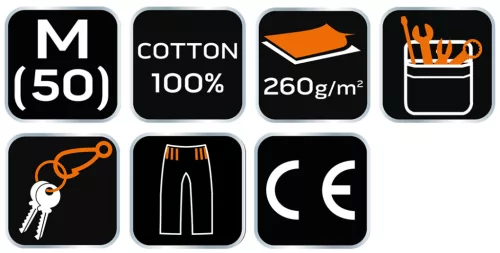 Rövid munkanadrág, 100% pamut, M