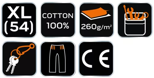 Rövid munkanadrág, 100% pamut,XL