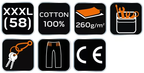 Rövid munkanadrág, 100% pamut,XXXL