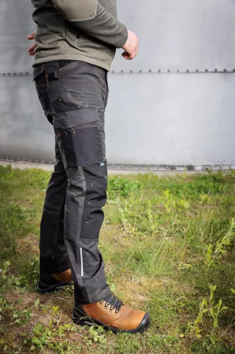 Munkásnadrág Mix&Match Canvas, 280g/m2, külső zsebek, Cordura részek, fényvisszav. betétek, zöld-terepszínű, L