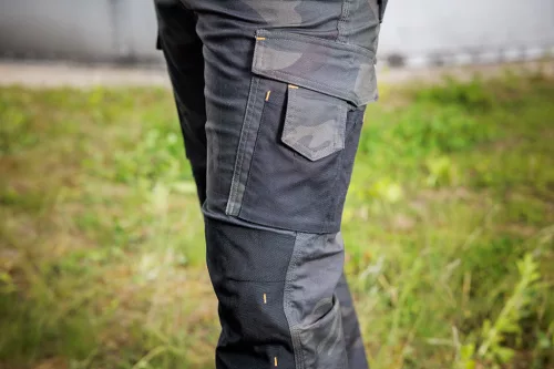 Munkásnadrág Mix&Match Canvas, 280g/m2, külső zsebek, Cordura részek, fényvisszav. betétek, zöld-terepszínű, L
