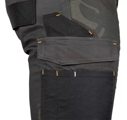 Munkásnadrág Mix&Match Canvas, 280g/m2, külső zsebek, Cordura részek, fényvisszav. betétek, zöld-terepszínű, L