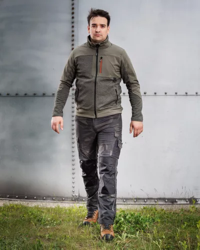 Munkásnadrág Mix&Match Canvas, 280g/m2, külső zsebek, Cordura részek, fényvisszav. betétek, zöld-terepszínű, XS