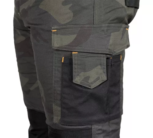 Munkásnadrág Mix&Match Canvas, 280g/m2, külső zsebek, Cordura részek, fényvisszav. betétek, zöld-terepszínű, XXL