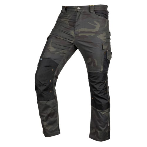 Munkásnadrág Mix&Match Canvas, 280g/m2, külső zsebek, Cordura részek, fényvisszav. betétek, zöld-terepszínű, XXXL