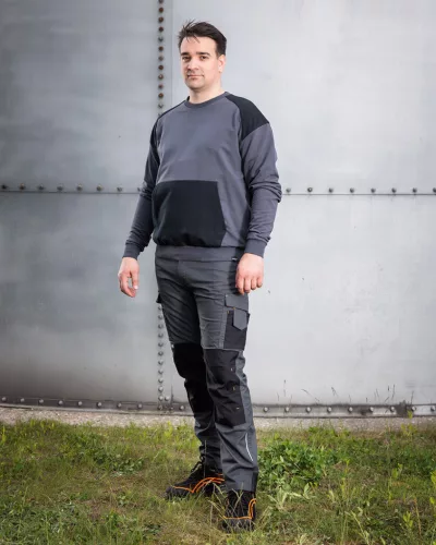Munkásnadrág Mix&Match Canvas, 280g/m2, külső zsebek, Cordura részek, fényvisszav. betétek, szürke-fekete, M