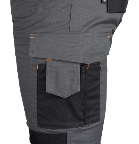 Munkásnadrág Mix&Match Canvas, 280g/m2, külső zsebek, Cordura részek, fényvisszav. betétek, szürke-fekete, XXXL