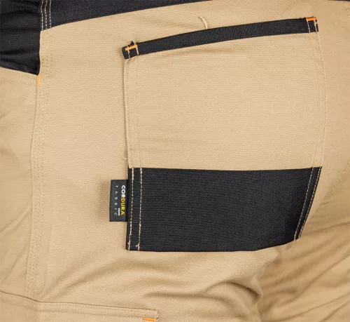 Munkásnadrág Mix&Match Canvas, 280g/m2, külső zsebek, Cordura részek, fényvisszav. betétek, bézs-fekete, M