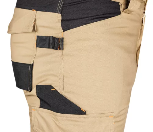 Munkásnadrág Mix&Match Canvas, 280g/m2, külső zsebek, Cordura részek, fényvisszav. betétek, bézs-fekete, S