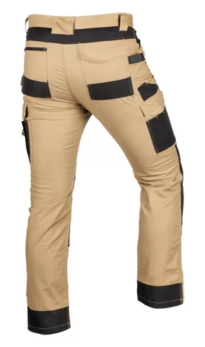 Munkásnadrág Mix&Match Canvas, 280g/m2, külső zsebek, Cordura részek, fényvisszav. betétek, bézs-fekete, XXXL