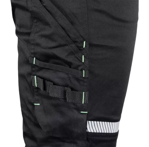 Munkásnadrág Mix&Match, 240g/m2, külső zsebek, profilozott térdbetétek, fényvisszav. betétek, fekete, XXL