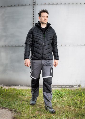 Munkásnadrág Mix&Match, 240g/m2, külső zsebek, profilozott térdbetétek, fényvisszav. betétek, szürke-fekete, XXL