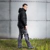 Munkásnadrág Mix&Match, 240g/m2, külső zsebek, profilozott térdbetétek, fényvisszav. betétek, szürke-fekete, XXL
