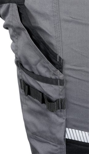 Munkásnadrág Mix&Match, 240g/m2, külső zsebek, profilozott térdbetétek, fényvisszav. betétek, szürke-fekete, XXL
