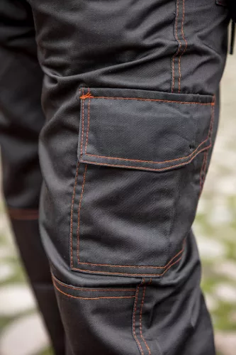 Munkanadrág, BASIC, XL/56, 35% pamut, 65% polyester, 245 g/m2, Többfunkciós zsebek,térdprotektor