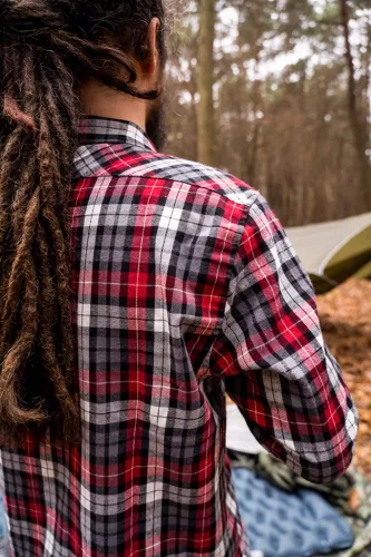 Flanel ing, piros-fekete-fehér, 100% pamut,XXL