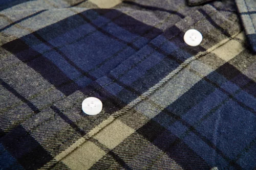 Flanel ing, kék-oliva-fekete, 100% pamut, S