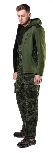 Softshell, Víz- és szélálló Munkadzseki, terepmintás/olíva vízállóság:5000, Lélegző:3000,XL