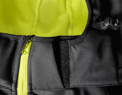 Softshell munkavédelmi kabát, fekete-sárga, XL