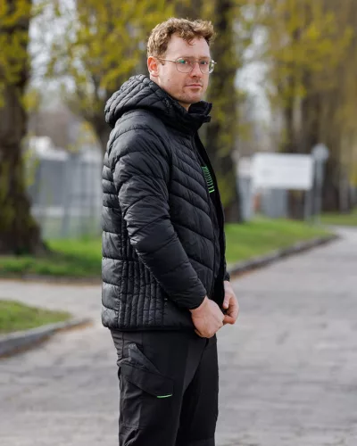 Téli munkavédelmi kabát, Mix&Match, steppelt-szigetelt anyag, könnyű, fekete, L