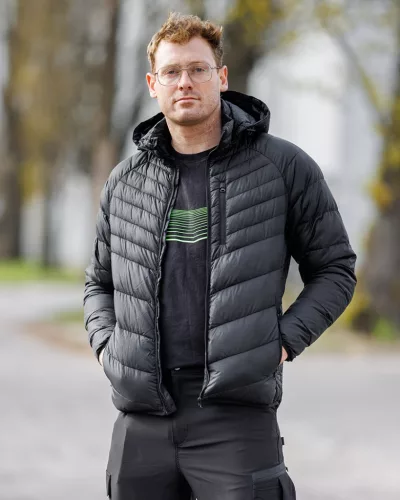 Téli munkavédelmi kabát, Mix&Match, steppelt-szigetelt anyag, könnyű, fekete, XL