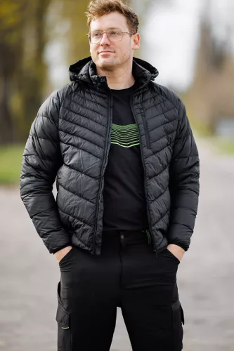 Téli munkavédelmi kabát, Mix&Match, steppelt-szigetelt anyag, könnyű, fekete, XXXL