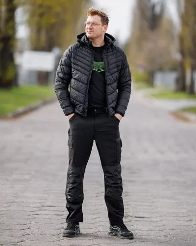 Téli munkavédelmi kabát, Mix&Match, steppelt-szigetelt anyag, könnyű, fekete, XXXL