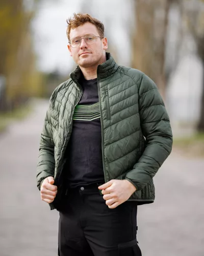Téli munkavédelmi kabát, Mix&Match, steppelt-szigetelt anyag, könnyű, zöld-fekete, M