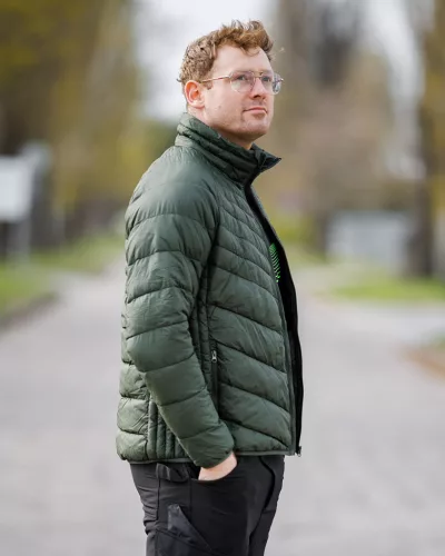 Téli munkavédelmi kabát, Mix&Match, steppelt-szigetelt anyag, könnyű, zöld-fekete, XXL