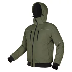   Téli munkavédelmi kabát, OUTDOOR, hőszigetelt, kapucnis, zöld, XXXL