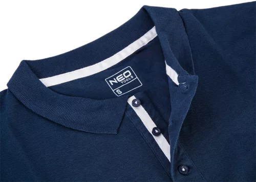 Póló, galléros, kék, 100% pamut, 200g/m2, L
