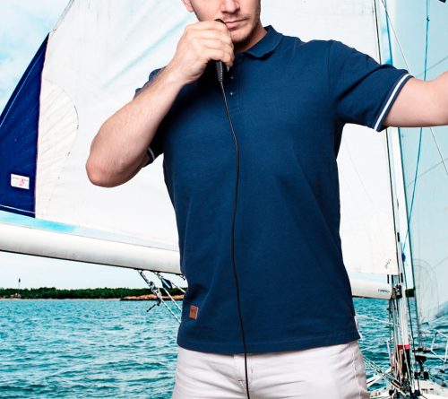 Póló, galléros, kék, 100% pamut, 200g/m2,XL