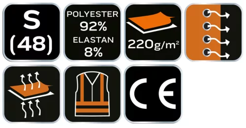 Prémium sport póló, 92% Poliészter + 8% Spandex, 220 g/m2, S