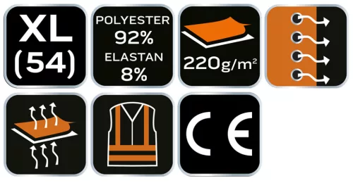 Prémium sport póló, 92% Poliészter + 8% Spandex, 220 g/m2,XL