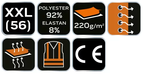 Prémium sport póló, 92% Poliészter + 8% Spandex, 220 g/m2,XXL