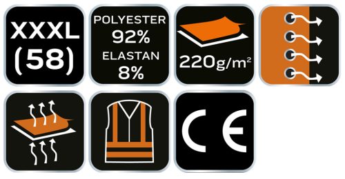 Prémium sport póló, 92% Poliészter + 8% Spandex, 220 g/m2,XXXL