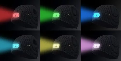 Kötött munkasapka, beépített RGB-led lámpával