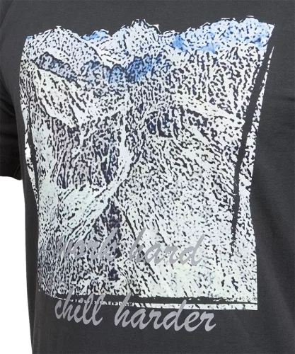 Munkavédelmi póló, OUTDOOR, hegyek, fekete, 100% pamut, 180g/m2, XL