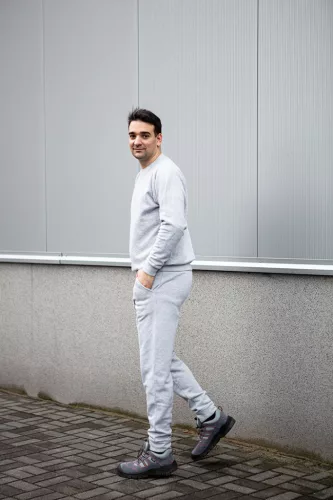 Melegítő felső comfort, szürke, 79% pamut, xxl