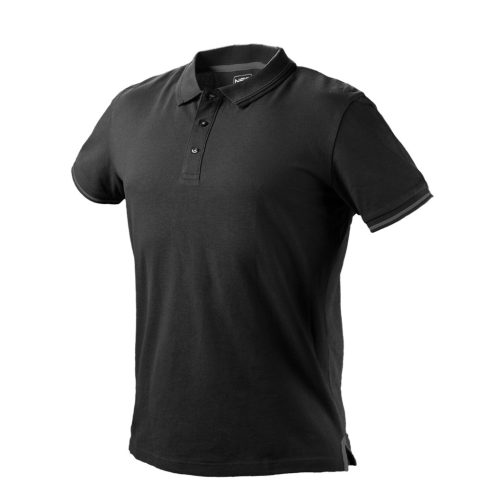 Póló, galléros, DENIM, fekete, 100% pamut, 196g/m2, L,