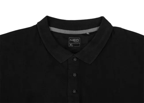Póló, galléros, DENIM, fekete, 100% pamut, 196g/m2, M,