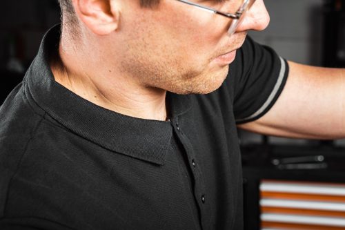 Póló, galléros, DENIM, fekete, 100% pamut, 196g/m2, XXXL,